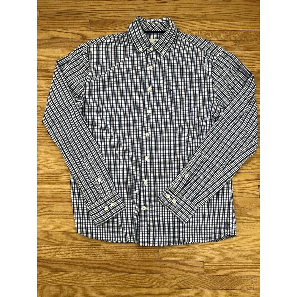 Johnnie-O Hangin Out Shirt Mens Medium Cotton Check Long Sleeve Button Up Casual